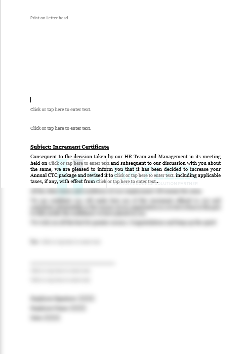 Adhoc Increment Certificate
