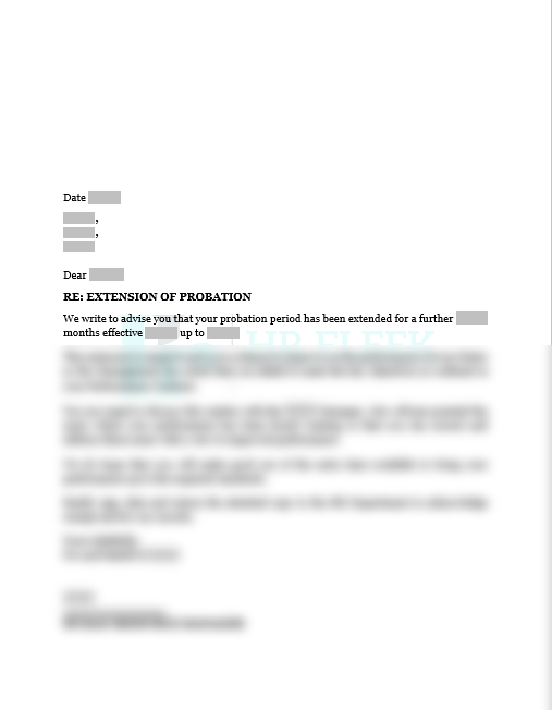 Extension of Probation Letter